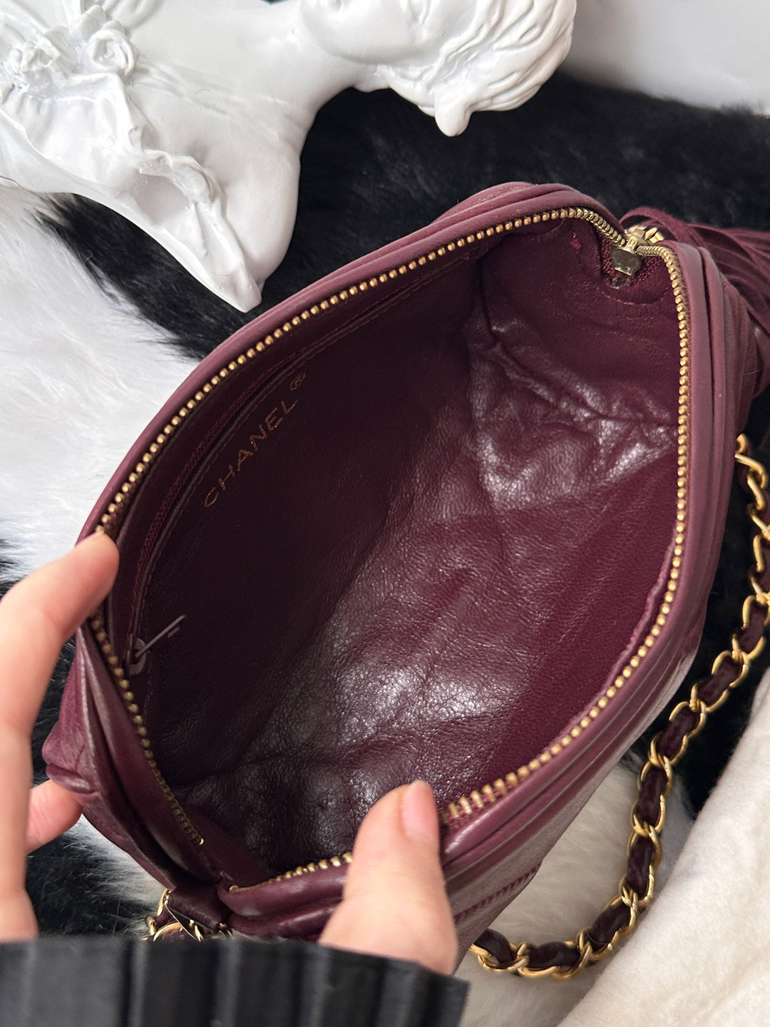 Chanel Mini Boston Chain Bag ❤️✨｜Quilted CC Logo・Tassel Detail・Rare Mini Size