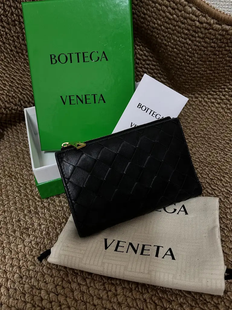 BOTTEGA VENETA Intrecciato Leather Wallet｜Timeless Black Elegance × Full Set Luxury 🖤✨