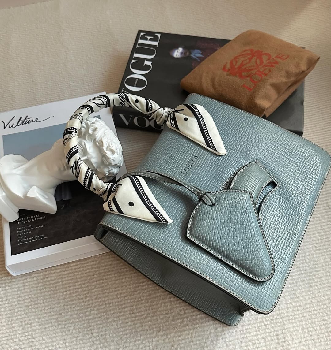 LOEWE Mist Blue Leaf Tote Bag｜Mini Size with Elegant Silhouette 🤍✨ Timeless Vintage Charm