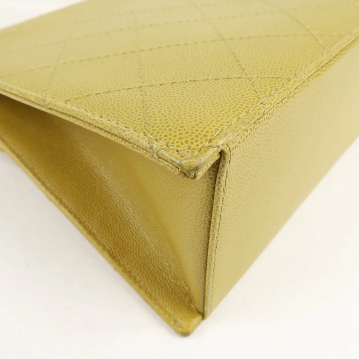 CHANEL Matelasse Caviar Skin Shoulder Bag Yellow Used
