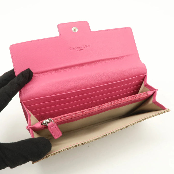 Christian Dior Trotter Street Chic Canvas Leather Long Wallet Pink