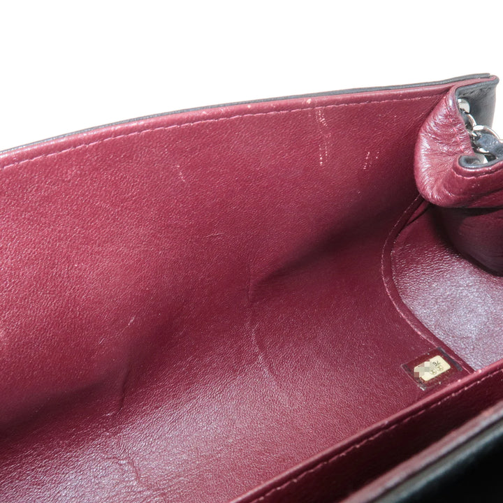 CHANEL Mademoiselle Lamb Skin Chain Shoulder Bag Hand Bag Black Used
