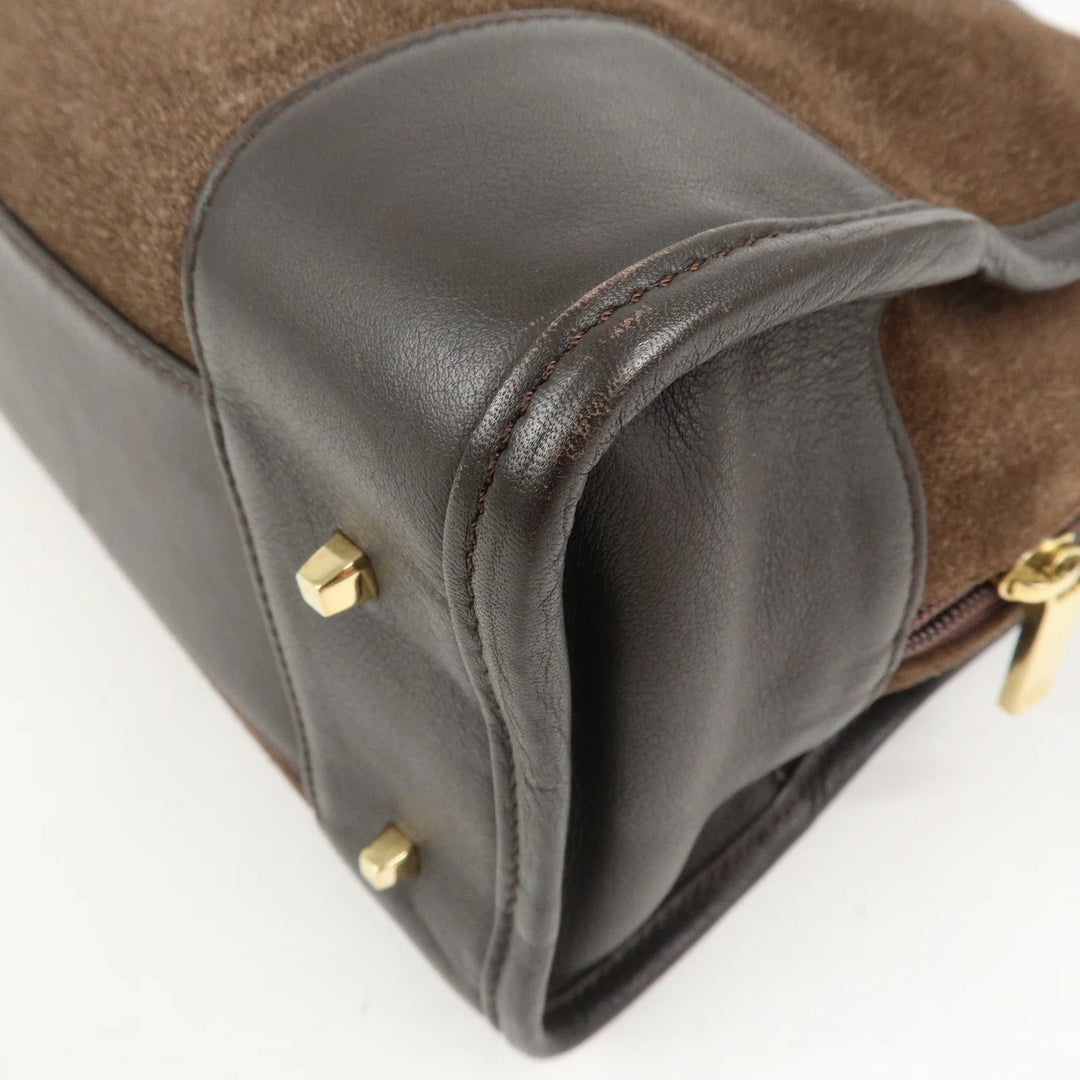 LOEWE Anagram Suede Leather Amazona 28 Hand Bag Brown