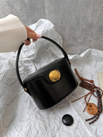 GIVENCHY Vintage Gold Emblem Leather Box Bag with Interchangeable Closure