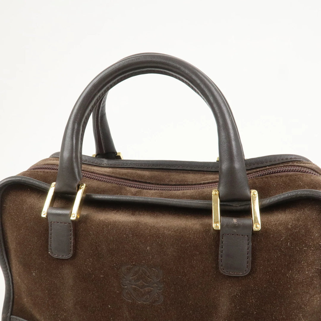 LOEWE Anagram Suede Leather Amazona 28 Hand Bag Brown