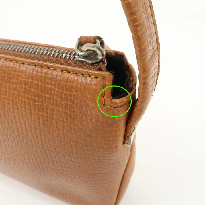 LOEWE Leather Shoulder Bag Brown Silver Hardware