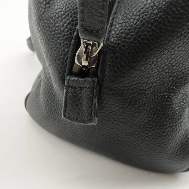 CHANEL Chocolate Bar Lamb Skin Boston Bag Black A26135 Used