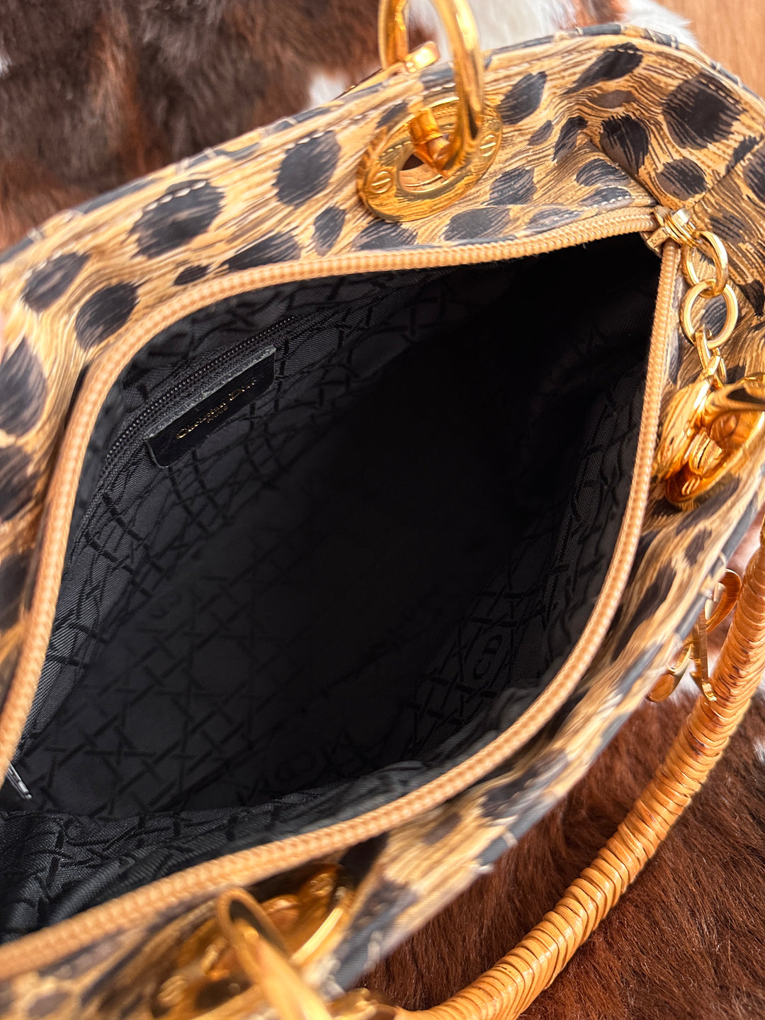 Dior Lady Dior Leopard Print Bag 🐆｜Rare Leopard Print × Woven Cane Handles × Convertible Crossbody Style