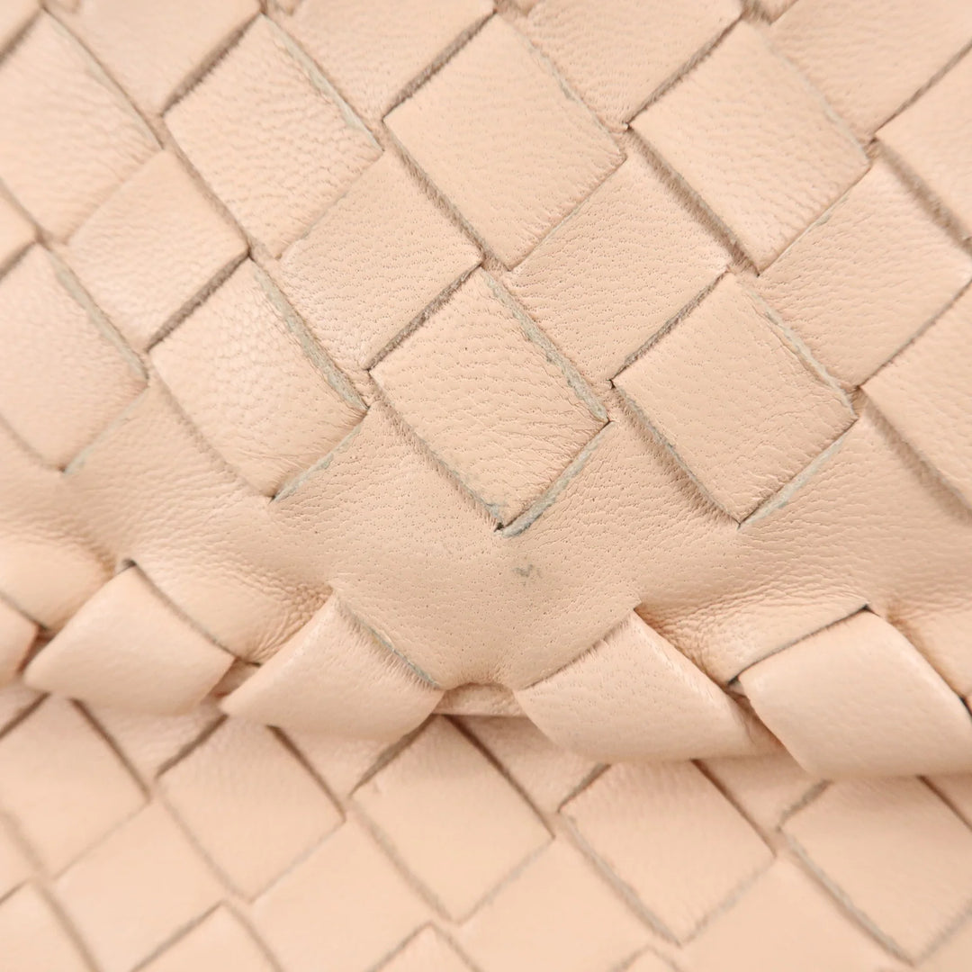 BOTTEGA VENETA Intrecciato Leather Chain Shoulder Bag Pink Beige Used