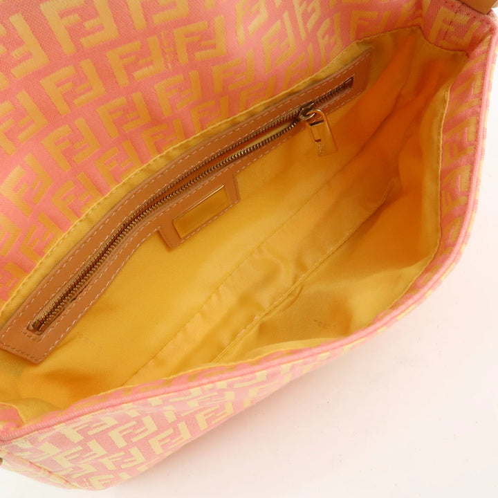 FENDI Mamma Baguette Zucchino Canva Leather Shoulder Bag 8BR000
