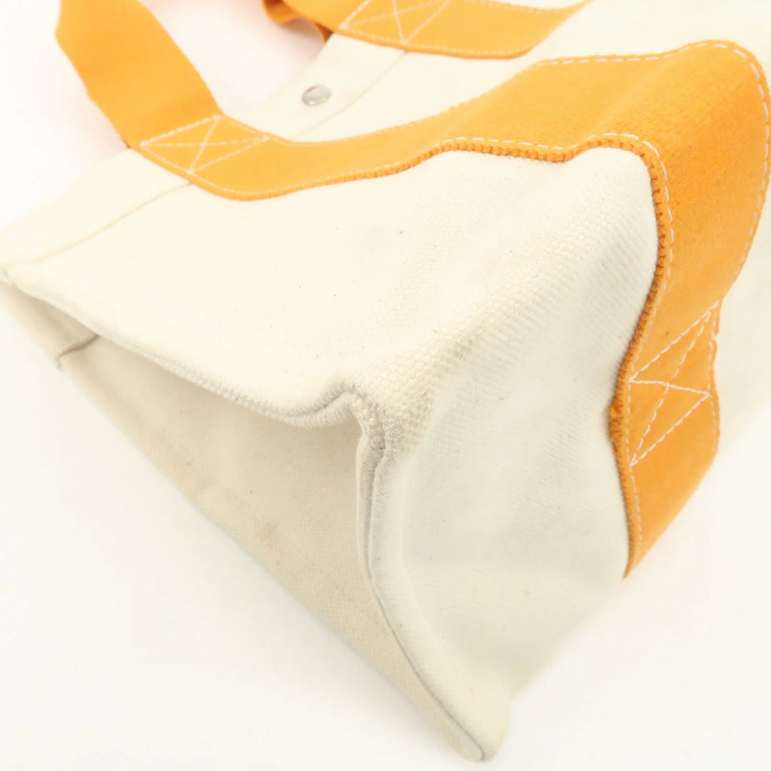 Hermes Bora Bora PM Canvas Tote Bag Hand Bag Ivory Orange Used