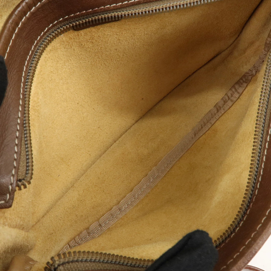 LOEWE Anagram Leather Shoulder Bag Brown Used