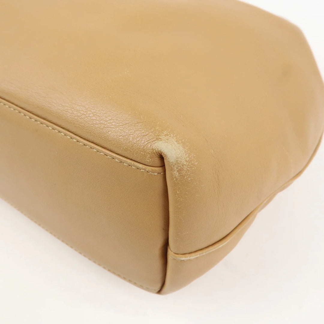 Christian Dior Maris Pearl Leather Hand Bag Light Brown