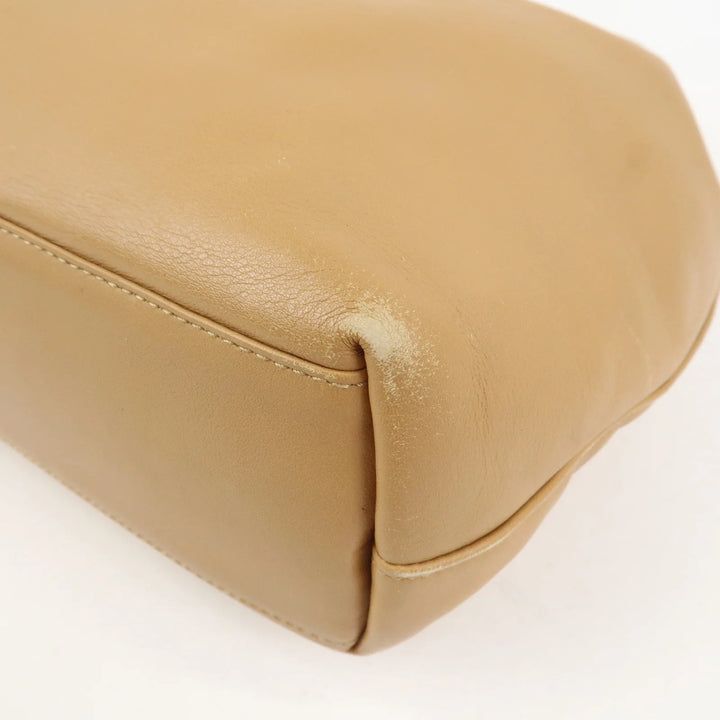 Christian Dior Maris Pearl Leather Hand Bag Light Brown
