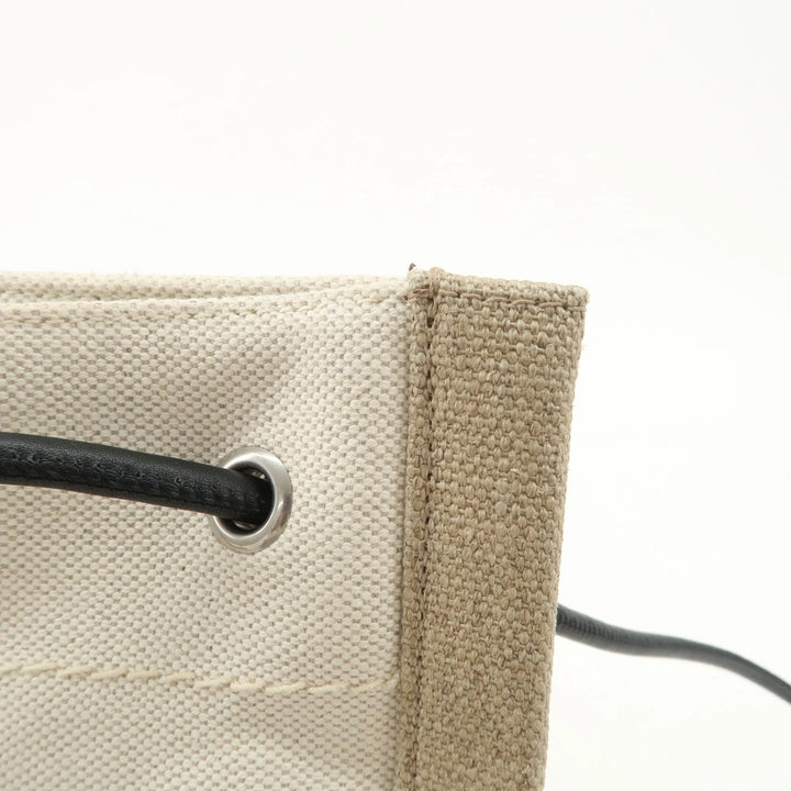 SAINT LAURENT Leather Canvas 2Way Bag Back Pack Natural 710272 Used