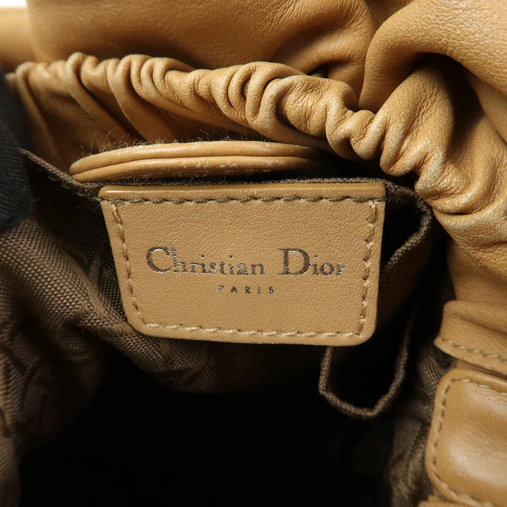 Christian Dior Maris Pearl Leather Hand Bag Light Brown