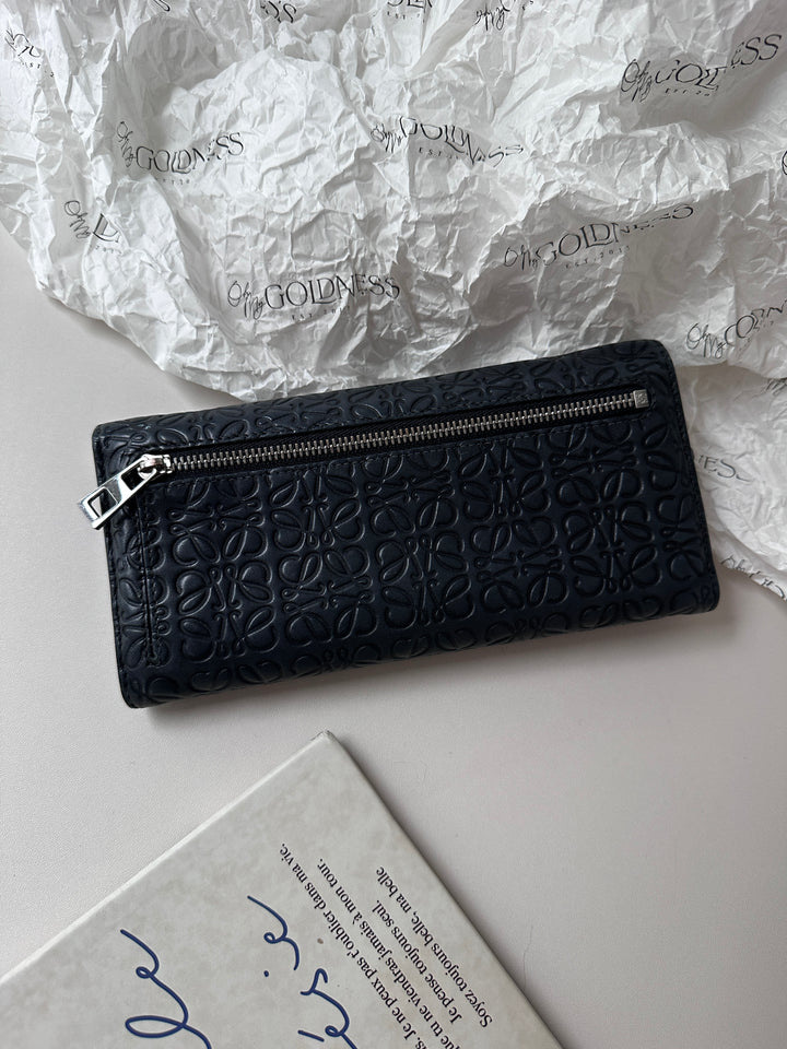 Loewe Embossed Leather Long Wallet 🖤✨｜Anagram Pattern・Refined Silhouette・Elegant Minimalism
