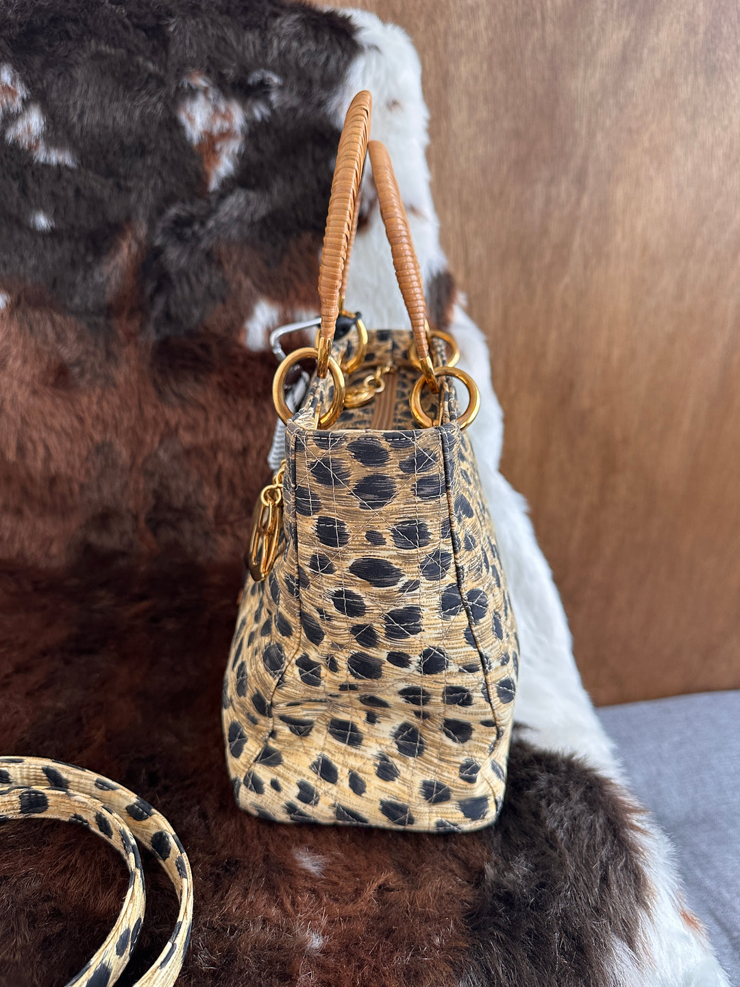 Dior Lady Dior Leopard Print Bag 🐆｜Rare Leopard Print × Woven Cane Handles × Convertible Crossbody Style