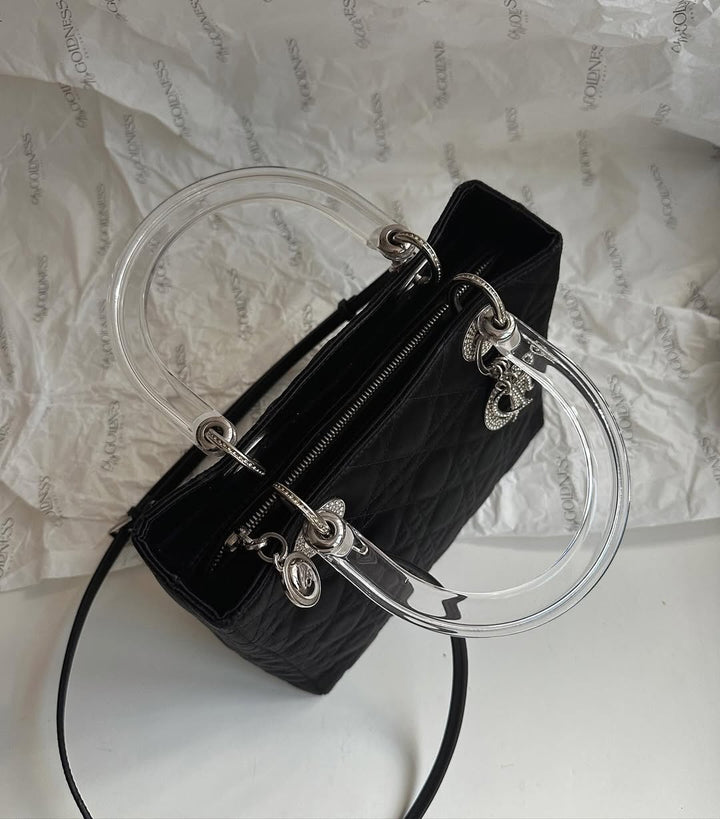 DIOR Lady Dior Special Edition with Transparent Handles & Crystal Charms（Black）｜Dazzling Elegance × Unique Collector’s Piece 🖤✨