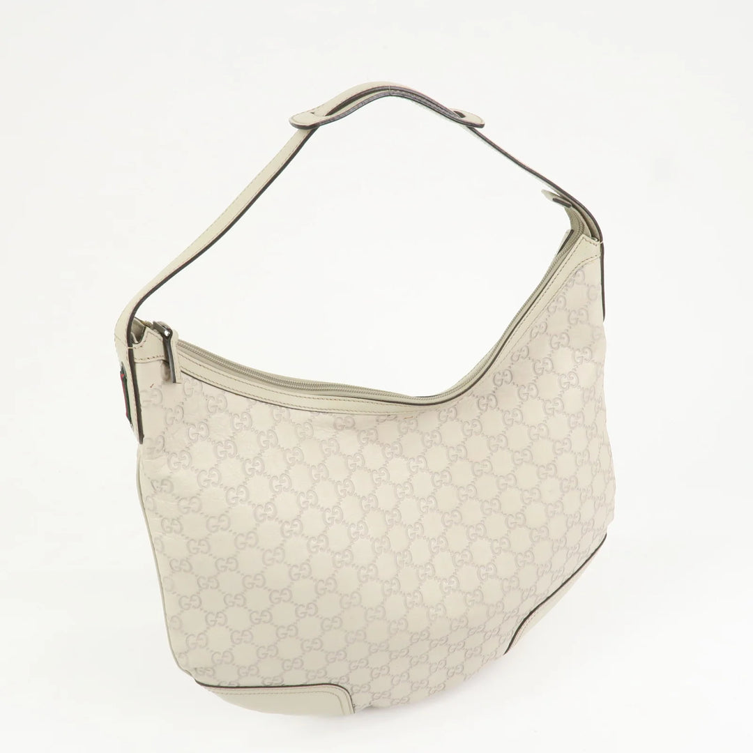 GUCCI Sherry Guccissima Leather Shoulder Bag Ivory 293596