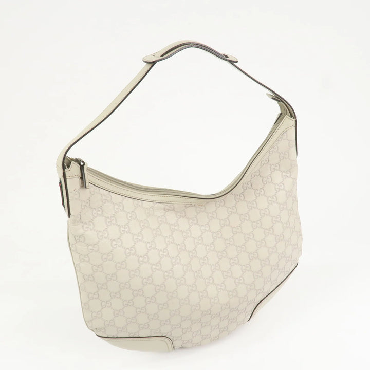 GUCCI Sherry Guccissima Leather Shoulder Bag Ivory 293596