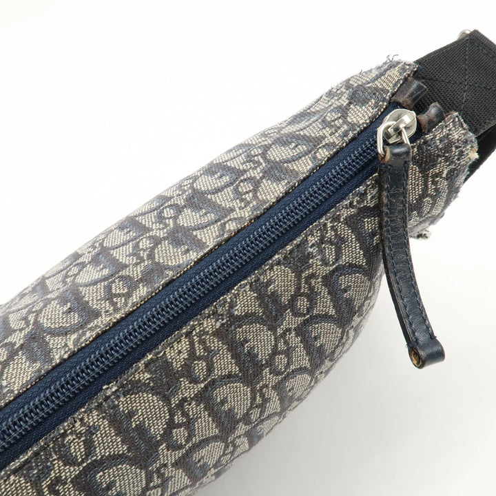 Christian Dior Trotter Canvas Leather Shoulder Bag Navy White Used