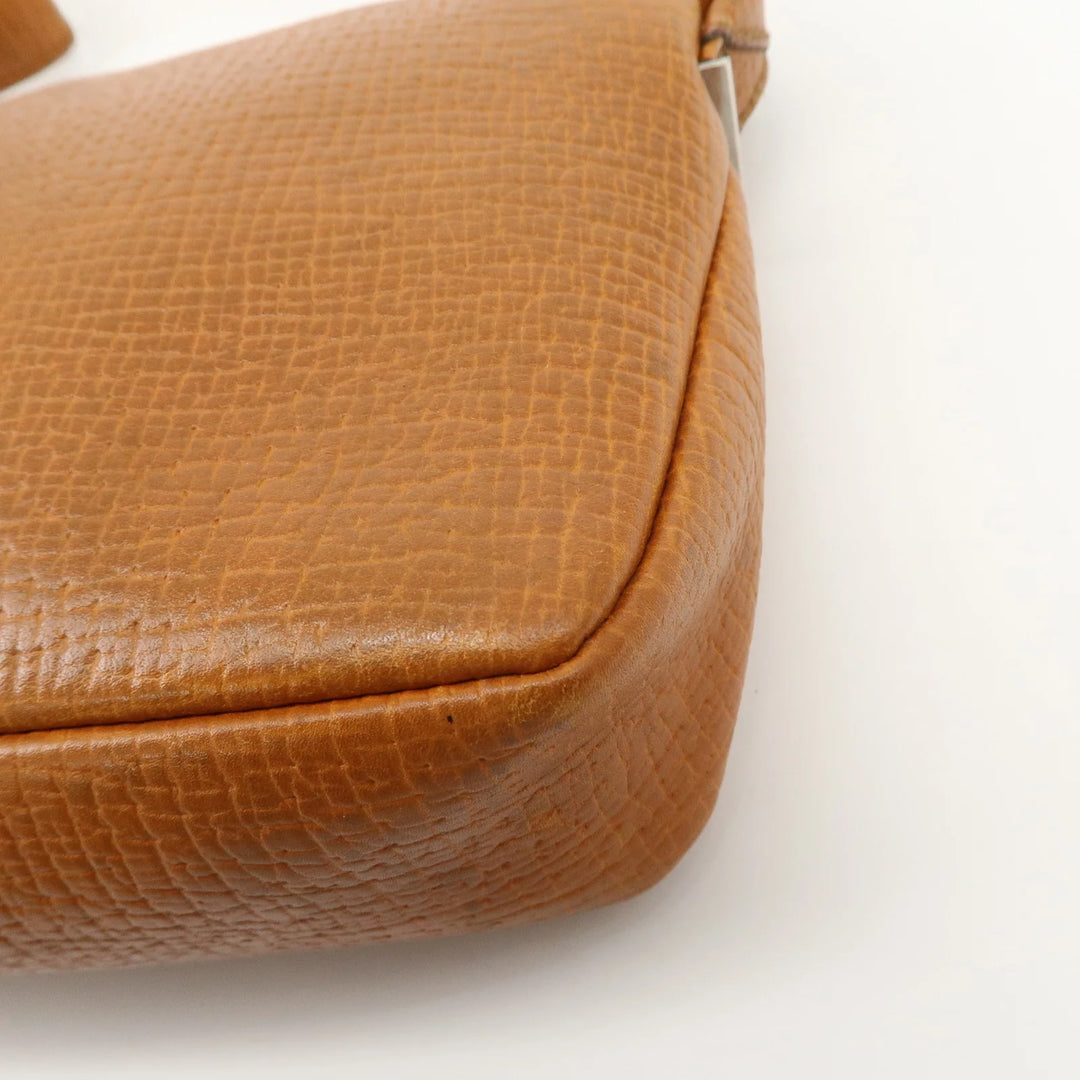 LOEWE Leather Shoulder Bag Brown Silver Hardware