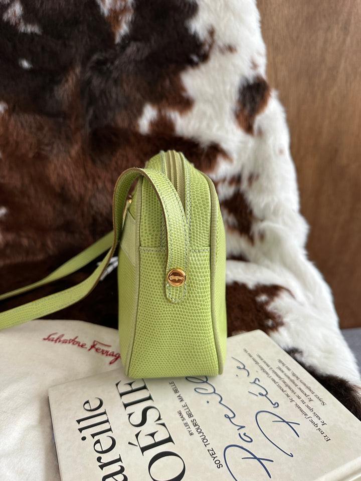 Salvatore Ferragamo Vara Bow Camera Bag 💚｜Lizard-Embossed Texture × Rare Pistachio Green × Full Set Included