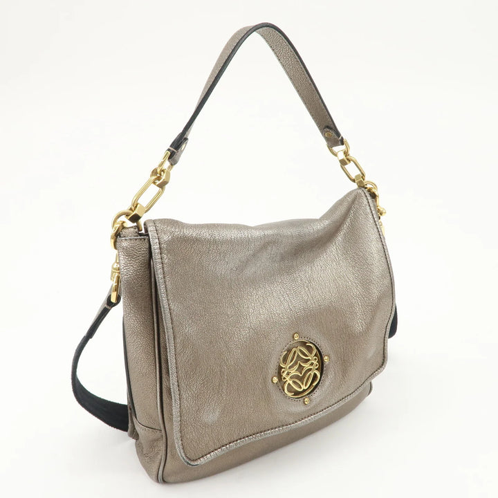 LOEWE Anagram Maia Logo Leather 2Way Bag Shoulder Bag Hand Bag Gold