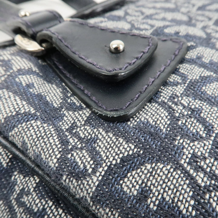 Christian Dior Trotter Leather Canvas Hand Bag Tote Bag Navy Used