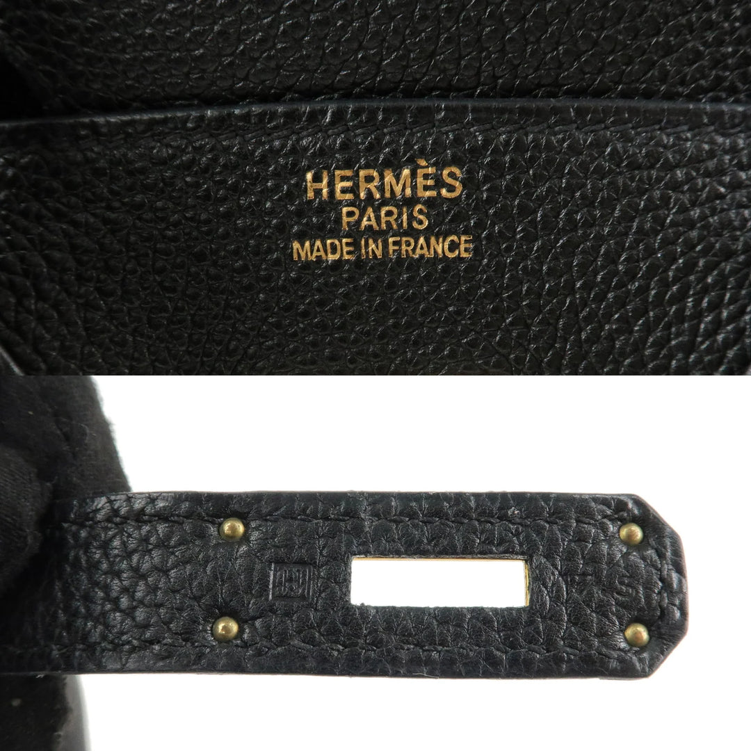 Hermes Togo Birkin 35 H Stamped Hand Bag Black Gold HDW Used