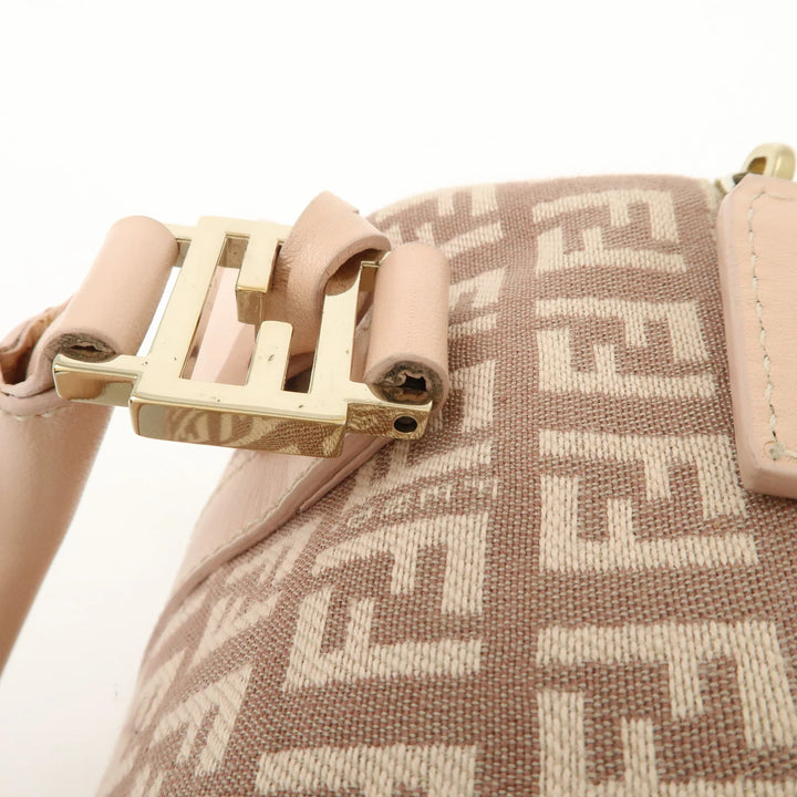 FENDI Zucchino Canvas Leather Mini Boston Bag Pink 8BL071 Used