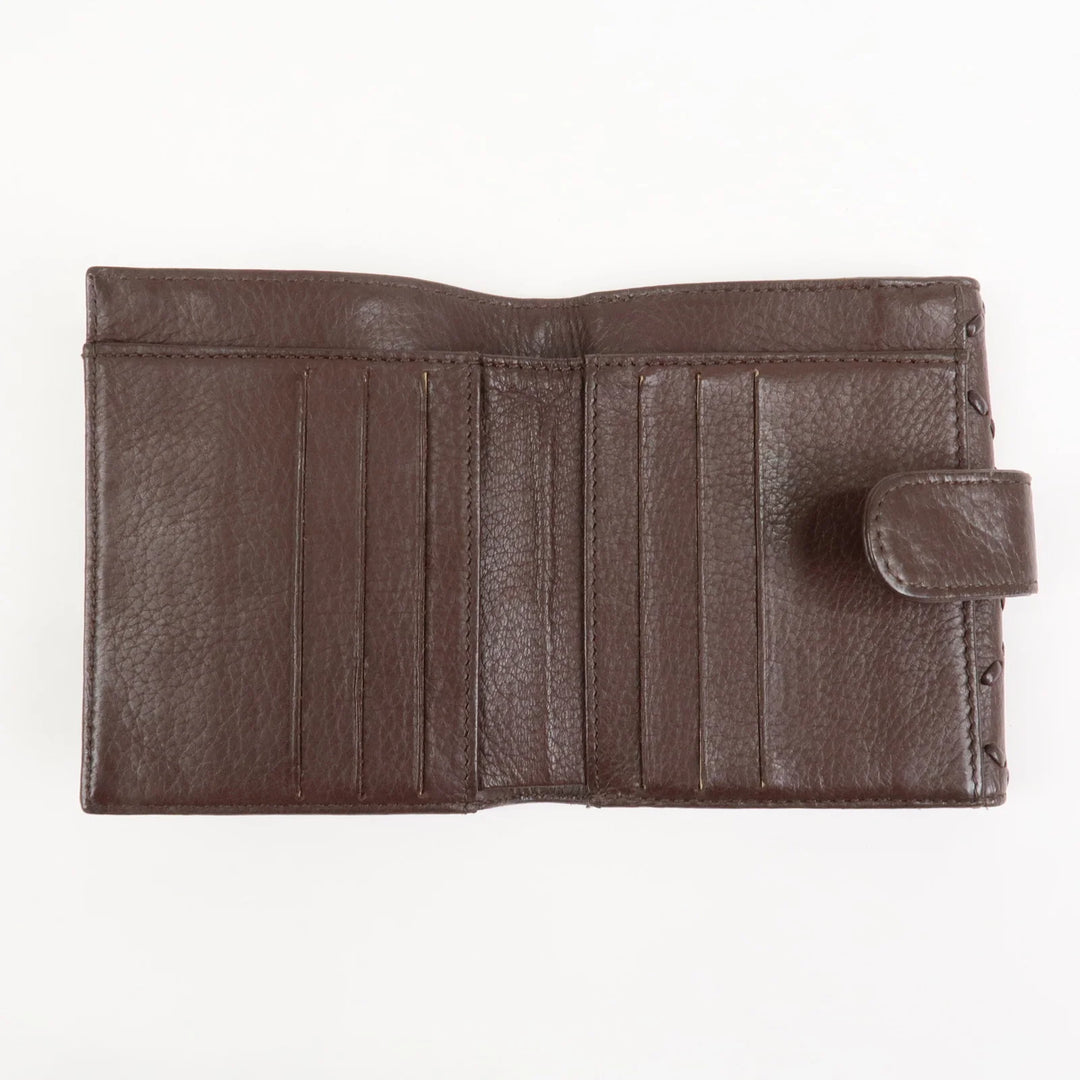CHANEL COCO Mark Wild Stitch Caviarskin Compact Tri-fold Wallet