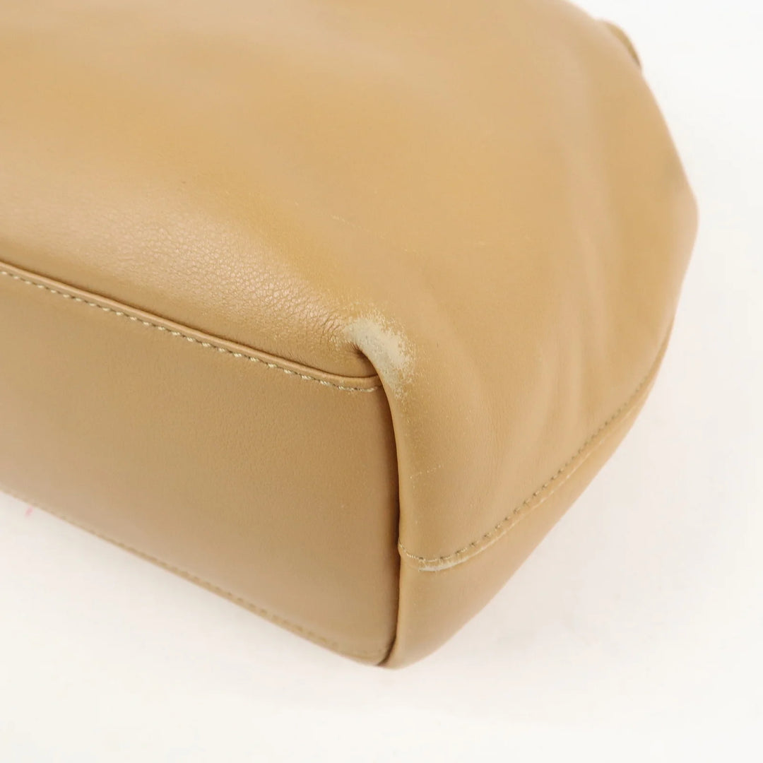 Christian Dior Maris Pearl Leather Hand Bag Light Brown