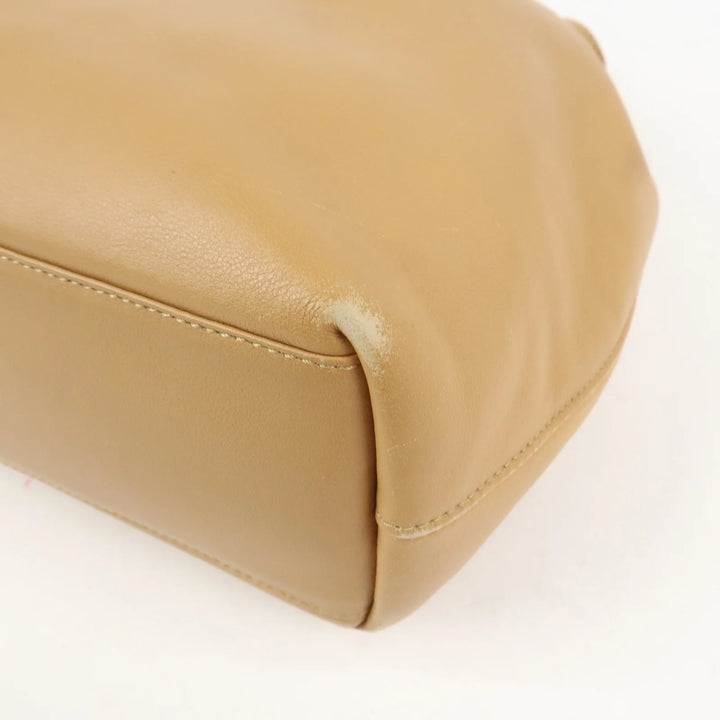 Christian Dior Maris Pearl Leather Hand Bag Light Brown