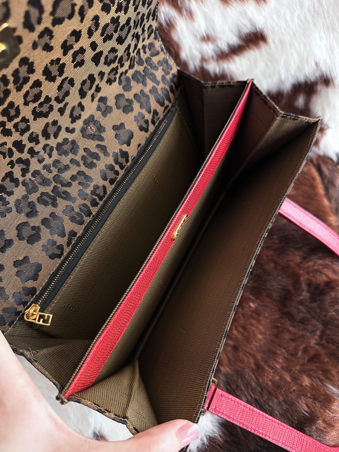 Fendi Leopard Print Hobo Bag 🐆｜Lizard Leather Handle・Gold Hardware・Vintage Chic