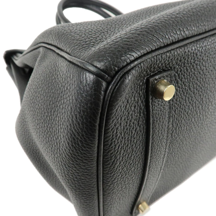 Hermes Togo Birkin 35 H Stamped Hand Bag Black Gold HDW Used