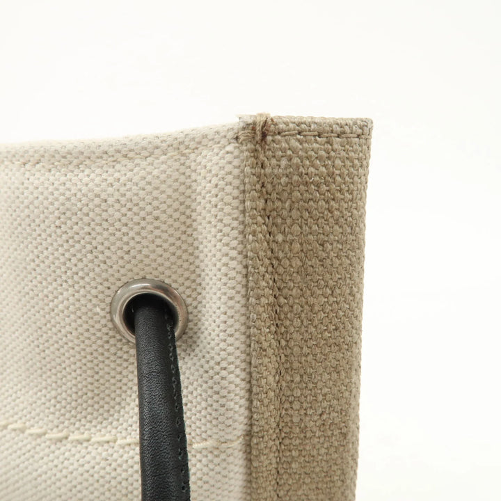 SAINT LAURENT Leather Canvas 2Way Bag Back Pack Natural 710272 Used