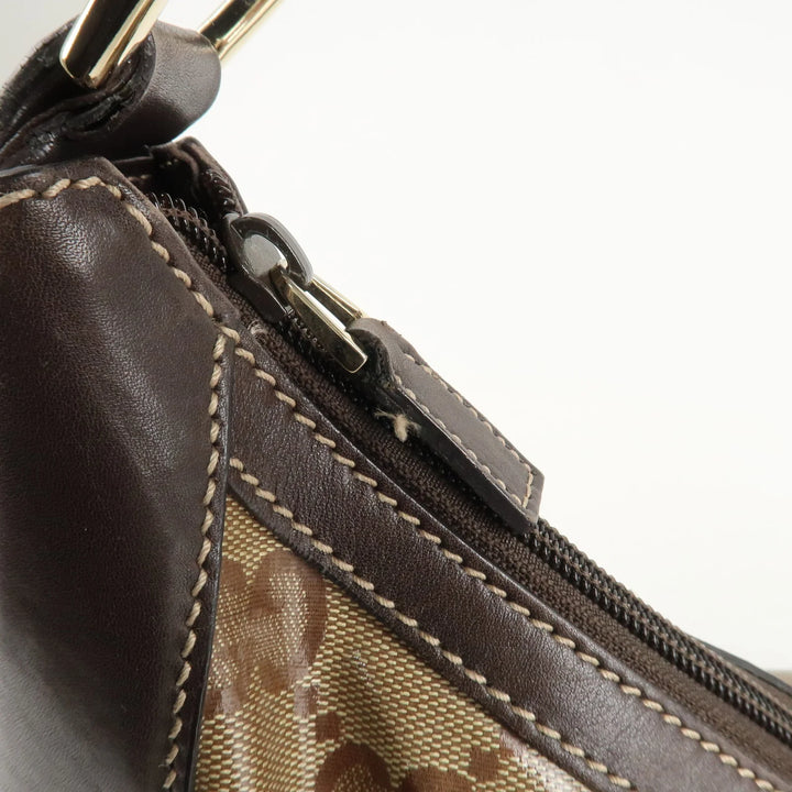 GUCCI GG Crystal Leather Shoulder Bag Hand Bag Brown 257297 Used