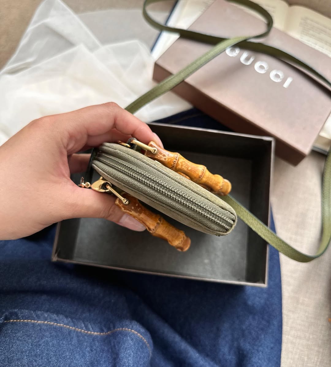 GUCCI Mini Bamboo WOC in Olive Suede｜Collector’s Mini × Timeless Bamboo Accent 🎋