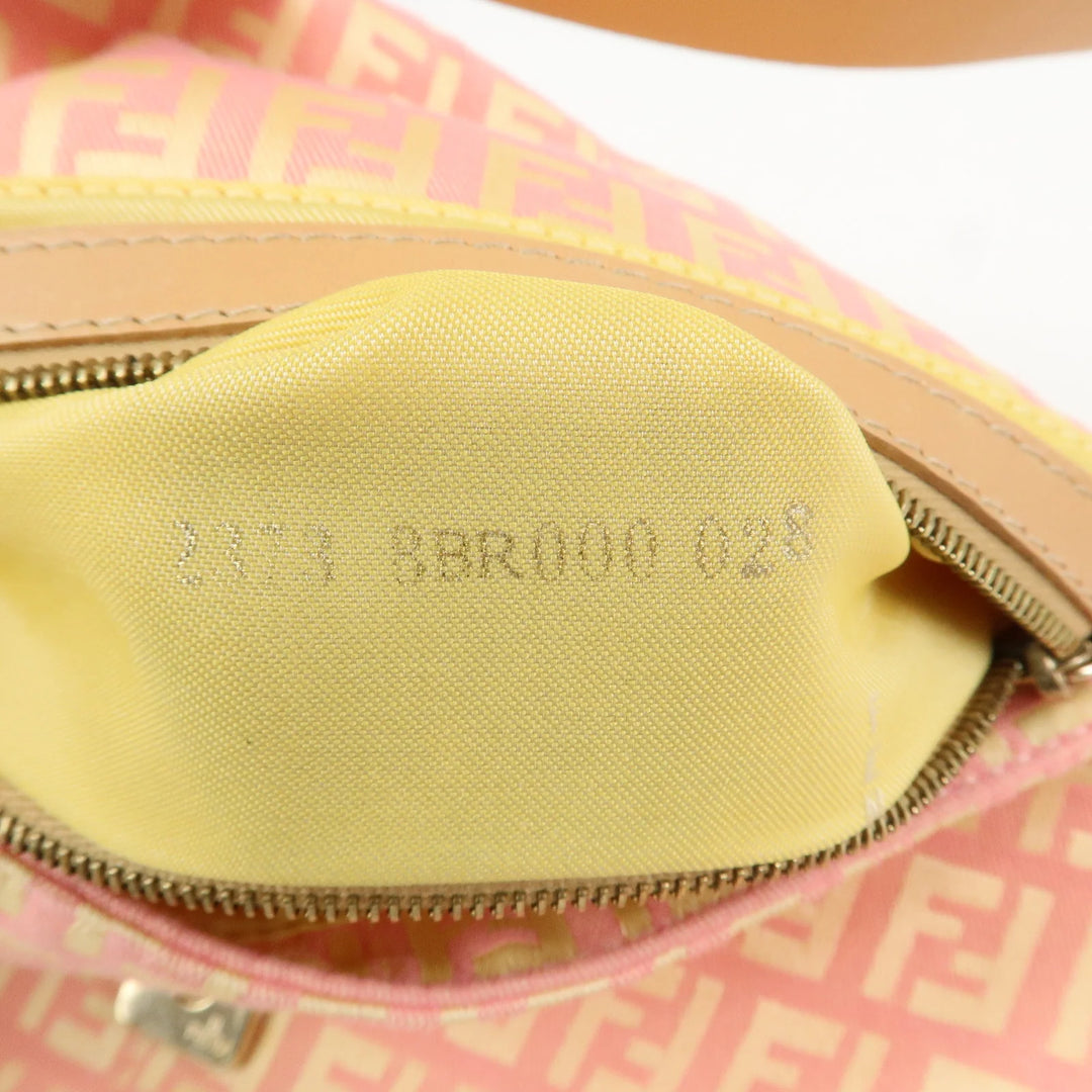 FENDI Mamma Baguette Zucchino Canva Leather Shoulder Bag 8BR000
