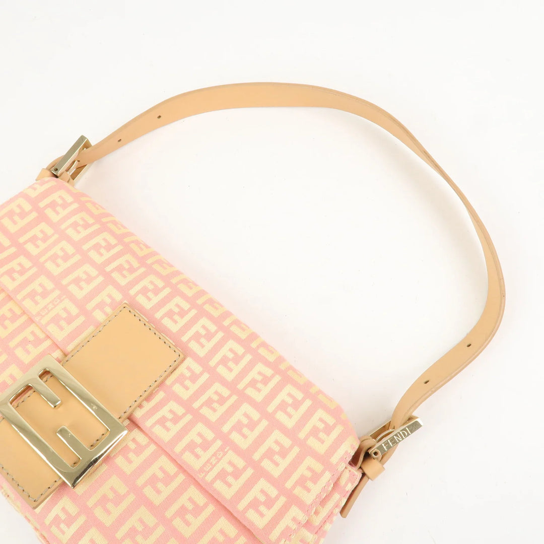 FENDI Mamma Baguette Zucchino Canva Leather Shoulder Bag 8BR000
