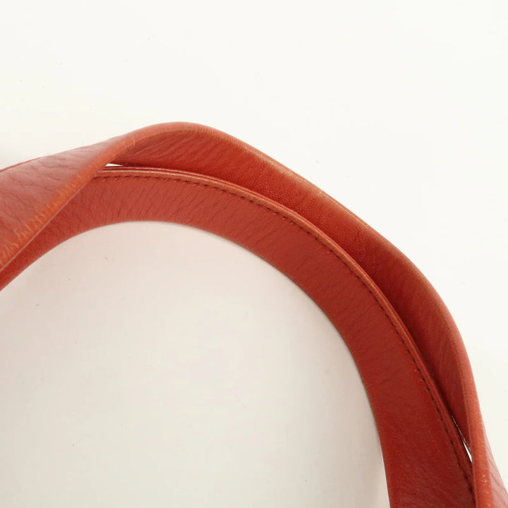 BVLGARI Logo Mania Leather Canvas Shoulder Bag Beige Red