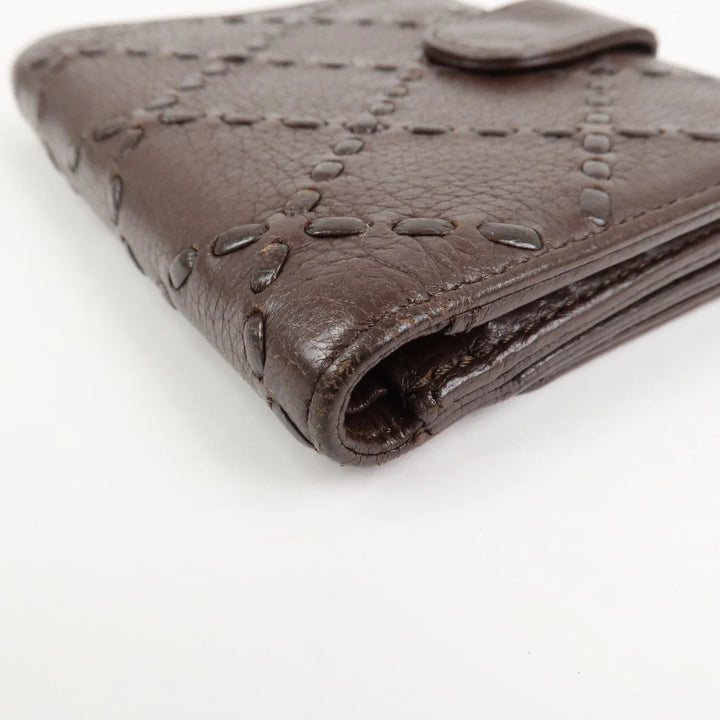 CHANEL COCO Mark Wild Stitch Caviarskin Compact Tri-fold Wallet