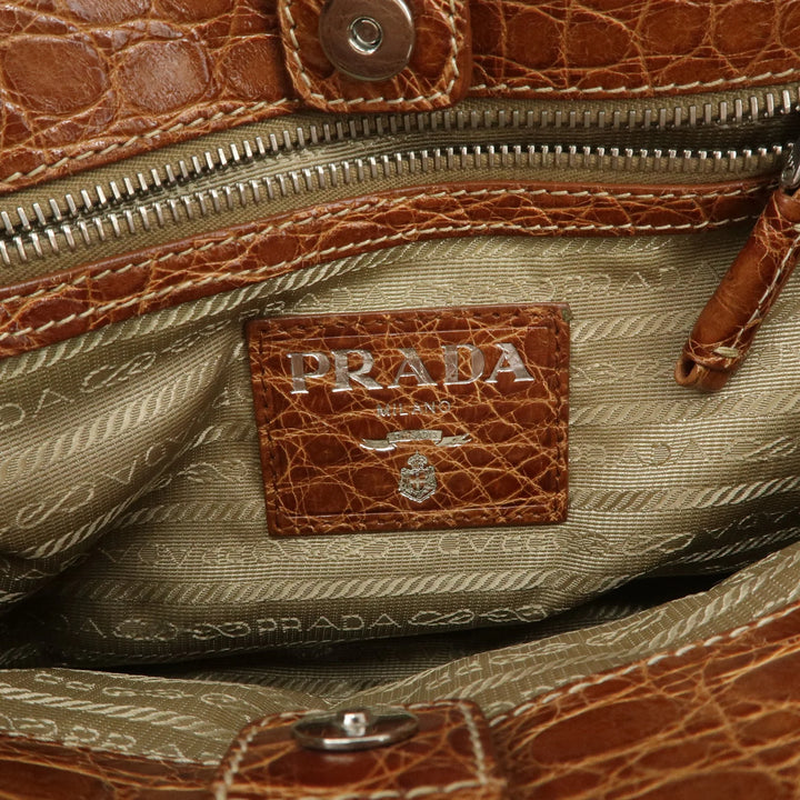 PRADA Logo Jacquard Canvas Embossed Leather Shoulder Bag BR34333