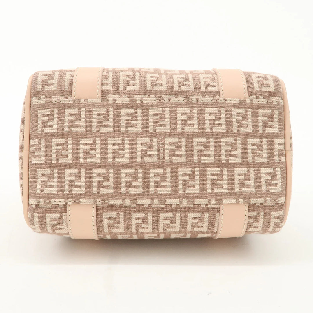FENDI Zucchino Canvas Leather Mini Boston Bag Pink 8BL071 Used
