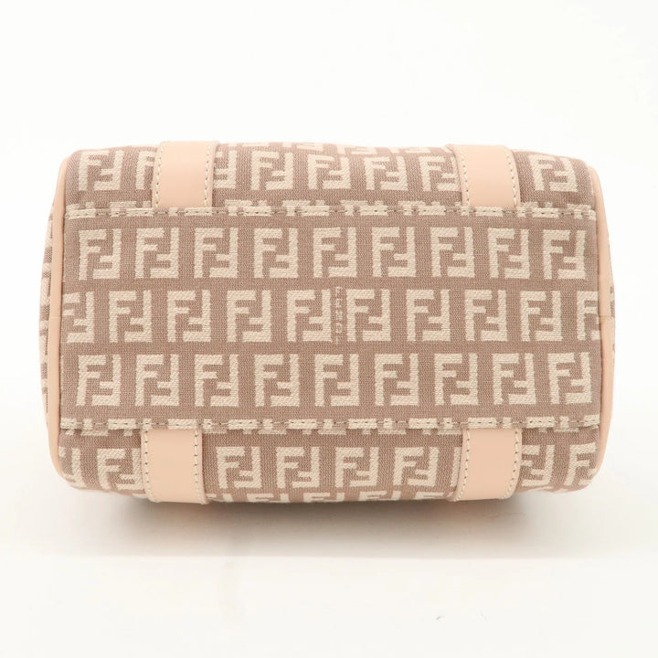 FENDI Zucchino Canvas Leather Mini Boston Bag Pink 8BL071 Used