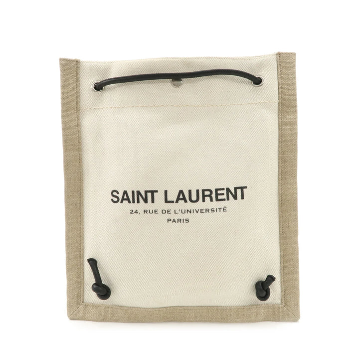 SAINT LAURENT Leather Canvas 2Way Bag Back Pack Natural 710272 Used