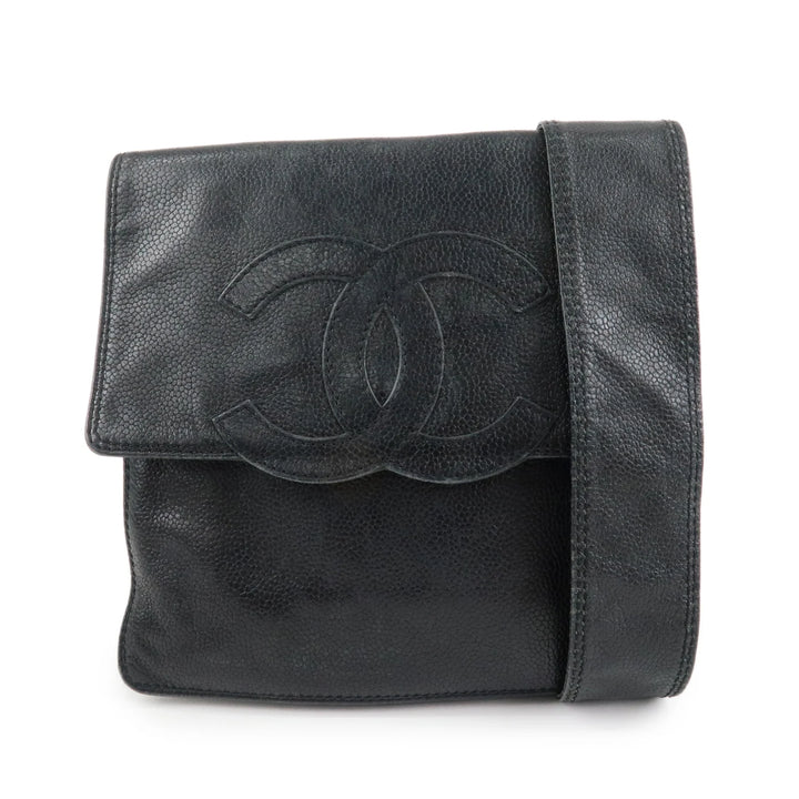 CHANEL COCO Mark Caviarskin Shoulder Bag Crossbody Bag Black Used