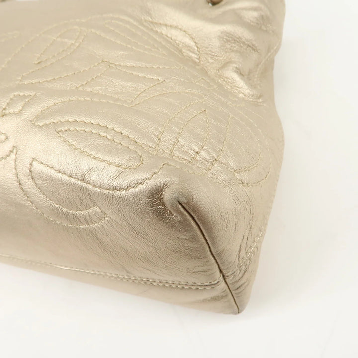 LOEWE Anagram Nappa Leather Hand Bag Shoulder Bag Champagne Gold